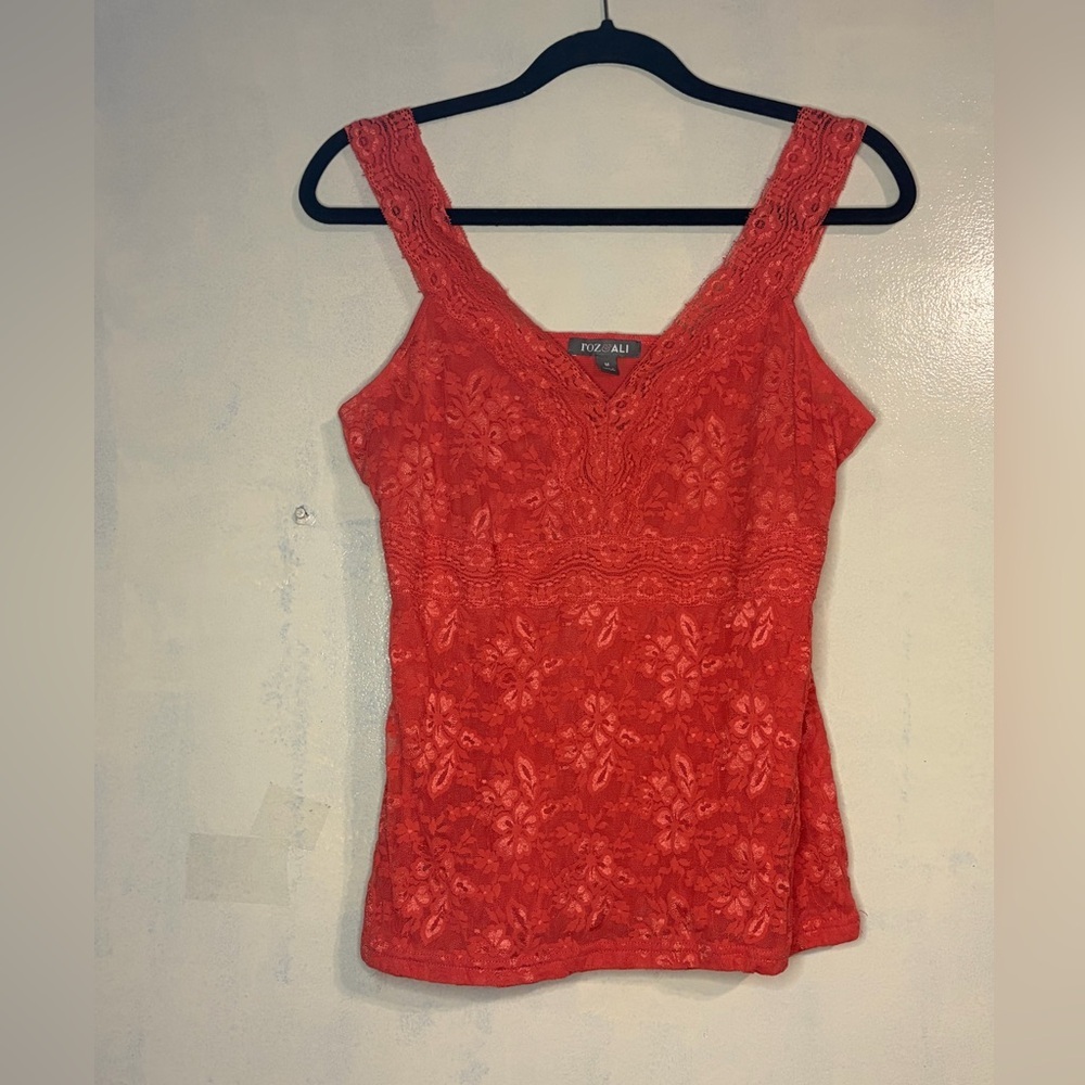 Roz & Ali y2k lace babydoll top size M orange fairy flirty